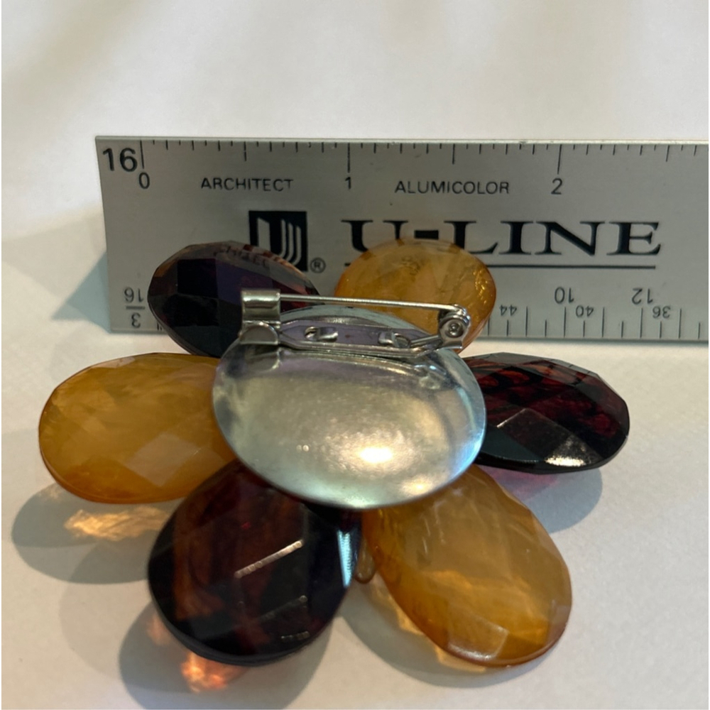 Women's Flower Brooch Brown & Amber colored - Picture 2 of 2